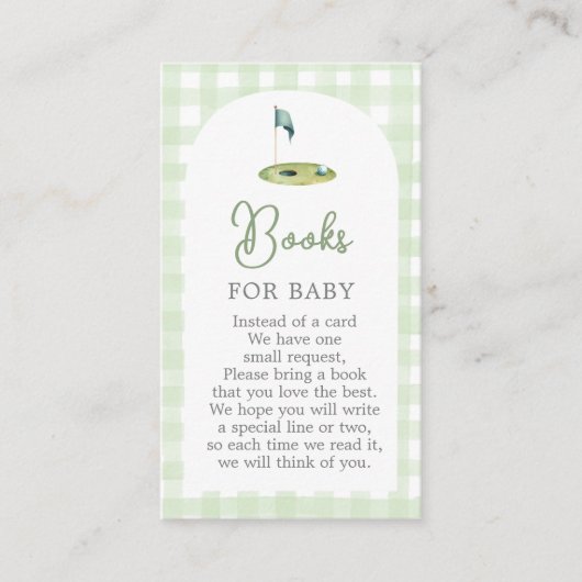 Golf Baby Shower Books for Baby Card Begleitkarte (Vorderseite)