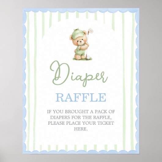 Golf baby shower Diaper Raffle sign Poster (Vorne)