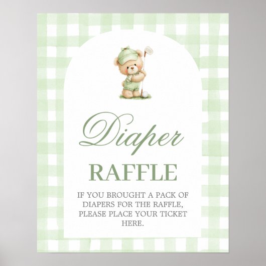 Golf baby shower Diaper Raffle sign Poster (Vorne)