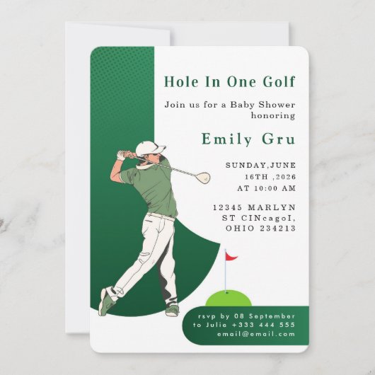 Golf Baby Shower Invitation Einladung (Vorderseite)