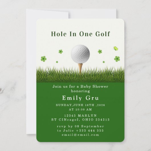 Golf Baby Shower Invitation Einladung (Vorderseite)