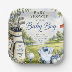 Golf-Baby-Shower mit Golfplatz-Thema für Jungen  Pappteller