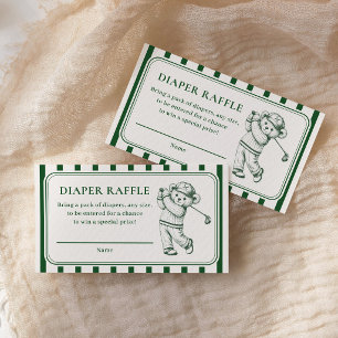 Golf-Baby-Shower-Windel-Raffel Little Golfer Bär Begleitkarte
