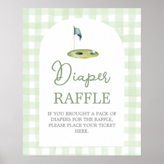 Golf-Baby-Shower-Windel-Raffle-Schild Poster (Vorne)