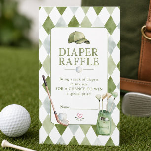 Golf-Baby-Shower-Windel-Raffle-Ticket Begleitkarte