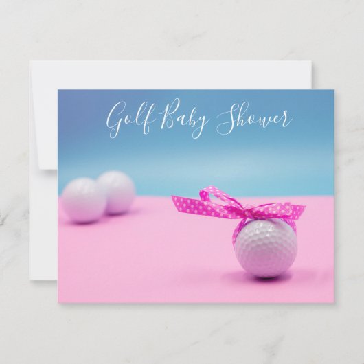 Golf Babydusche mit Golfball auf blau und rosa (Vorderseite)
