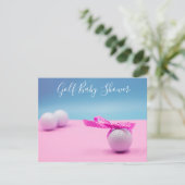 Golf Babydusche mit Golfball auf blau und rosa (Stehend Vorderseite)