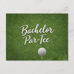 Golf Bachelor mit dem Thema grünes Gras Postkarte
