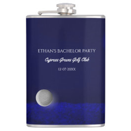 Golf Bachelor Party Golf Ball und Golfplatz blau Flachmann