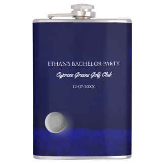 Golf Bachelor Party Golf Ball und Golfplatz blau Flachmann