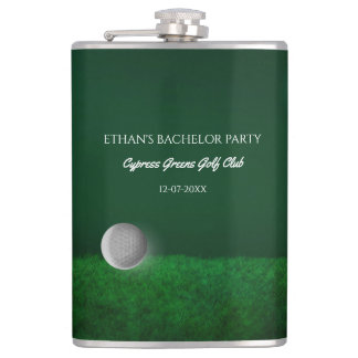 Golf Bachelor Party - Golfball und Golfplatz grün Flachmann