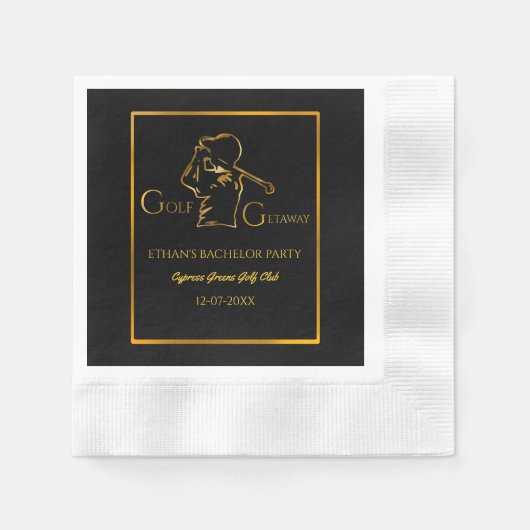 Golf Bachelor Party - Golfers Party Luxus Gold Serviette (Vorderseite)