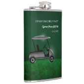 Golf Bachelor Party - Golfwagen und Golfplatz grün Flachmann (Rechts)