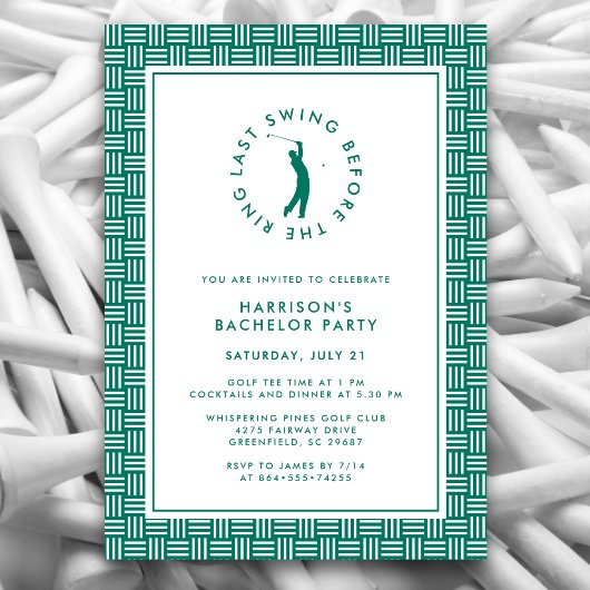 Golf Bachelor Party Letztes Swing vor dem Ring Einladung