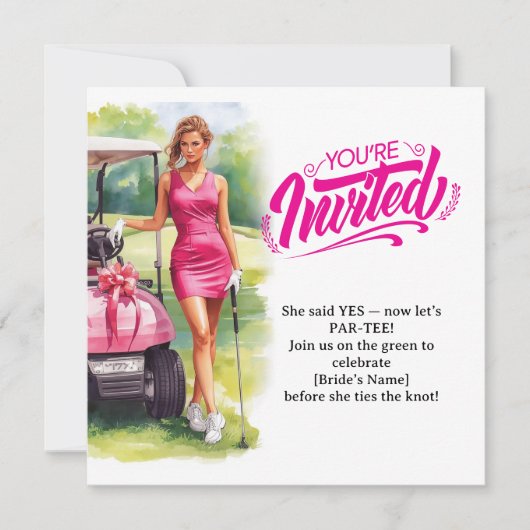 Golf Bachelorette Woman Golfer Is Golfing  Einladung (Vorderseite)