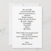 Golf Bachelorette Woman Golfer Is Golfing  Einladung (Rückseite)