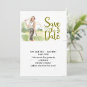 Golf Bachelorette Woman Golfer Is Golfing Einladung (Stehend Vorderseite)