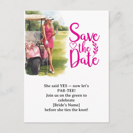 Golf Bachelorette Woman Golfer Is Golfing Postcard Postkarte (Vorderseite)