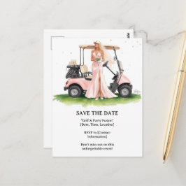 Golf  Bachelorette woman golfer is golfing  Postkarte