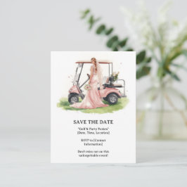 Golf  Bachelorette woman golfer is golfing  Postkarte