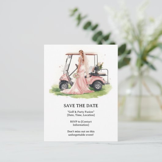 Golf  Bachelorette woman golfer is golfing  Postkarte (Stehend Vorderseite)