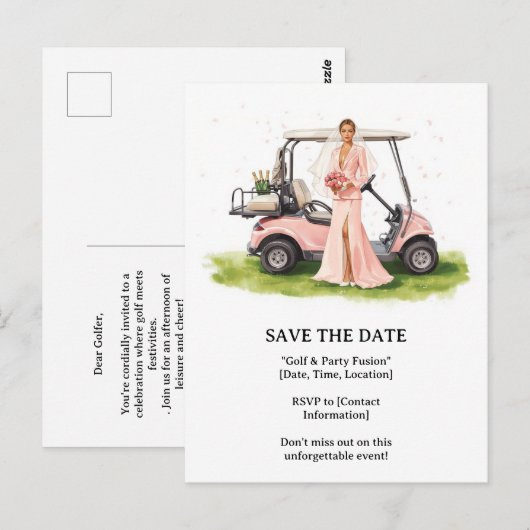 Golf  Bachelorette woman golfer is golfing  Postkarte (Vorne/Hinten)