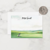 Golf Bag auf dem Golfplatz mit dem Namen für Golfe Mitteilungskarte (Vorderseite/Rückseite Beispiel)