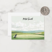 Golf Bag auf dem Golfplatz mit dem Namen für Golfe Mitteilungskarte (Vorderseite/Rückseite Beispiel)