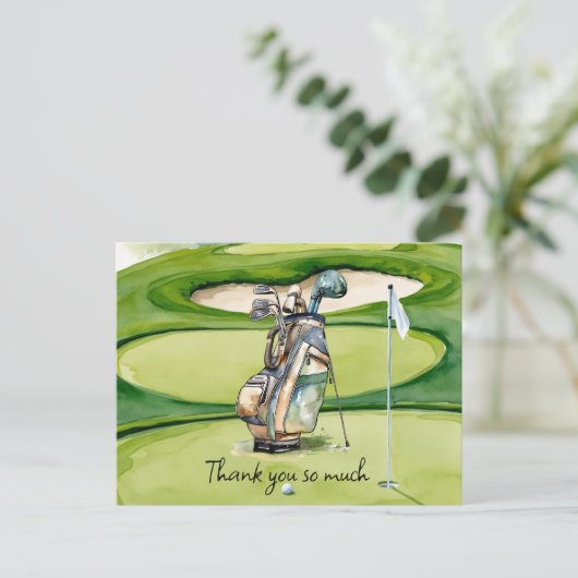 Golf Bag danke Karte Golfplatz Aquarell (Stehend Vorderseite)