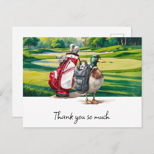 Golf Bag danke Karte Golfplatz Aquarell (Vorne/Hinten)