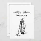 Golf Bag Golf Clubs Black Einladung (Vorne/Hinten)