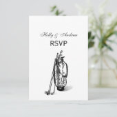 Golf Bag Golf Clubs Black RSVP Karte (Stehend Vorderseite)