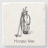 Golf Bag Golf Clubs Black Steinuntersetzer (Vorderseite)