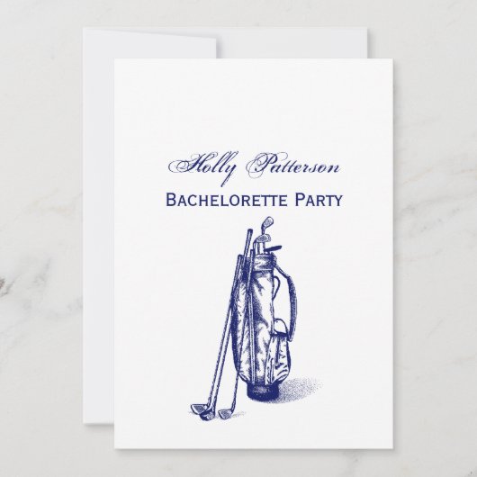 Golf Bag Golf Clubs Blue Einladung (Vorderseite)