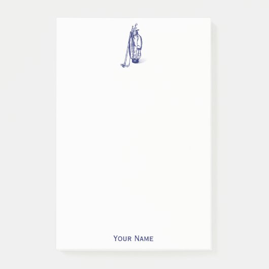 Golf Bag Golf Clubs Blue Post-it Klebezettel (Vorderseite)