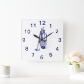 Golf Bag Golf Clubs Blue Square Uhr (Zuhause)