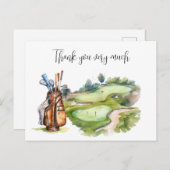 Golf Bag im Golfplatz Aquarell für Golfer Postkarte (Vorne/Hinten)