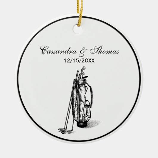 Golf Bag und Golf Clubs Black Keramik Ornament (Vorne)