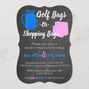 Golf Bags oder Shopping Bags Gender-Enthüllung ein Einladung
