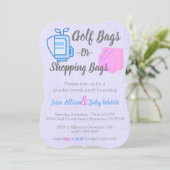 Golf Bags oder Shopping Bags Gender-Enthüllung ein Einladung (Stehend Vorderseite)