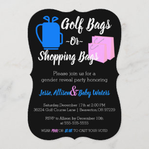 Golf Bags oder Shopping Bags Gender-Umfrage einlad Einladung