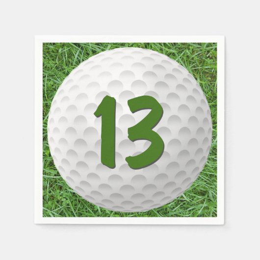 Golf Ball 13. Geburtstag Napkins Serviette (Vorderseite)