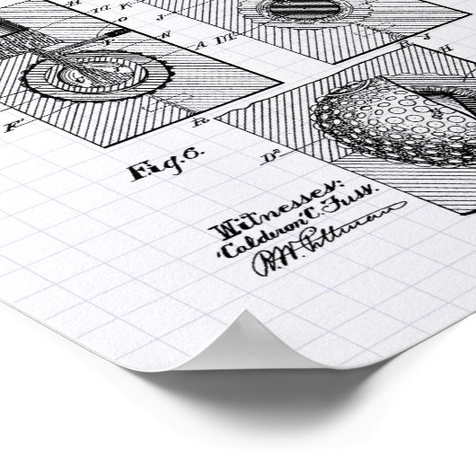 Golf Ball 1902 Patent Art - Lined Peper Poster (Ecke)