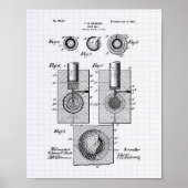 Golf Ball 1902 Patent Art - Lined Peper Poster (Vorne)