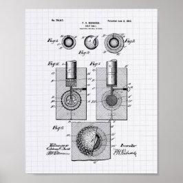Golf Ball 1902 Patent Art - Lined Peper Poster
