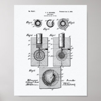 Golf Ball 1902 Patentart - Weißbuch Poster