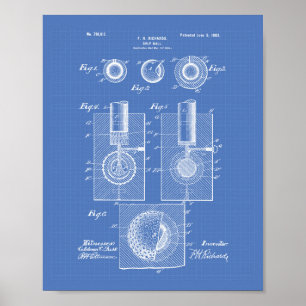 Golf Ball 1902 Patentzeichnung - Blaupause Poster