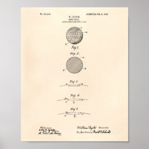 Golf Ball 1908 Patent Art - Old Peper Poster