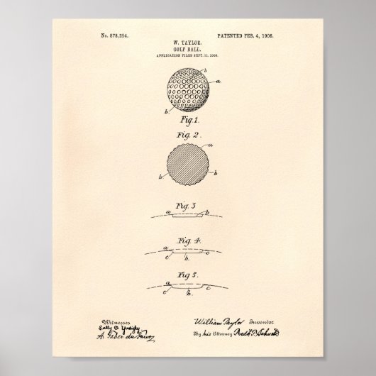 Golf Ball 1908 Patent Art - Old Peper Poster (Vorne)