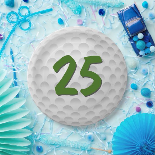 Golf Ball 25. Geburtstag Papiertafel Pappteller (Party)